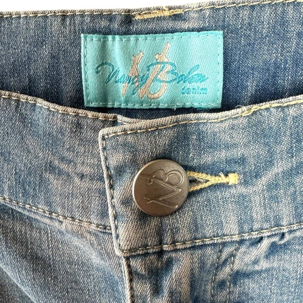 Nancy Bolen Denim Lace Trim Cropped Jeans Light Wash Size 6 Capri - Picture 4 of 5